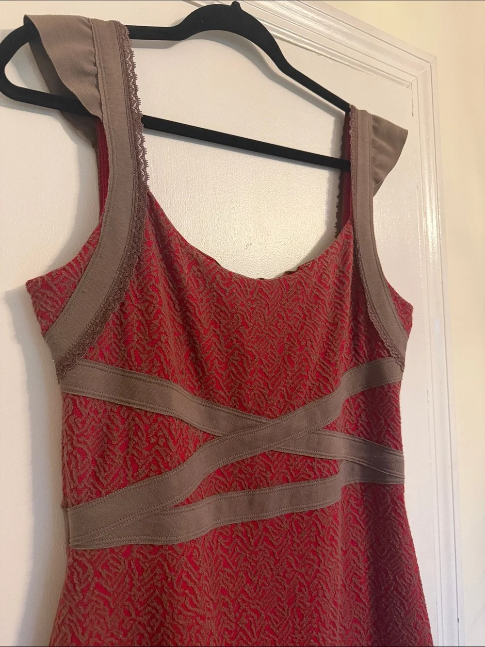 Free People red brown criss cross open back dress